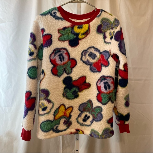 Disney Tops - Disney World Minnie Mouse Sherpa Fleece Pullover Sweatshirt Adult Sz XS